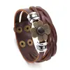 Pulsera tejida de cuero vintage europea y americana, unisex, con decoración floral y cierre magnético, un producto popular transfronterizo