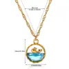 Estilo Ins Exquisito Accesible Lujo Acero de Titanio Azul Fantasía Mar Colgante Collar Ballena Contigo Serie Oceánica Colgante para Mujeres