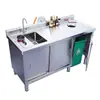 Mesa de Operación Transfronteriza Fregadero de Acero Inoxidable para Lavar Verduras 304 Fregadero de Banco de Trabajo Hecho a Medida con Gabinete Integrado para Basura para Frutería