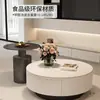 Mesa de Centro Redonda de Ardósia Preto e Branco Francesa Combinação Sala de Estar Apartamento Pequeno Casa Simples Moderna Luxo Leve Mesa de Chá