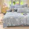Capa de Edredom 100% Algodão Peça Única Algodão 100% Ins Desenho Animado Lençol de Cama Capa de Edredom Infantil Estudante Dormitório Cama de Solteiro Conjunto de Três Peças