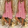 9986 # Amazon Ebay Aliexpress Vestido de Verano para Mujer de Color Sólido sin Mangas con Cuello en V de Encaje con Tirantes Suelto