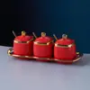 Potes e Caixas de Cerâmica para Temperos Nordic Light Luxury Selecionados Cuidadosamente, Recipientes de Temperos Domésticos, Potes de Sal, Conjunto de Utensílios de Cozinha