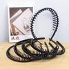 Simples dente longo arco de cabelo preto plástico antiderrapante cabeça arco nenhum traço superfície brilhante pintura pente cabelo cartão onda trança cocar