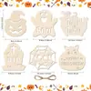 Set de Colgantes Huecos de Madera para Halloween: Gato Negro, Fantasma, Calabaza, Lápida, Calavera Decoración de Fiesta Colgante Etiquetas de Madera