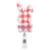 Porta-insignia retráctil de bordado de fieltro de Conejito de Pascua con clip giratorio de fácil extracción para tarjetas de identificación de estudiante y de oficina