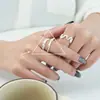 Anillo Irregular Vintage Martillado Ola de Plata de Ley S925 para Mujer, Diseño Abierto Ajustable, Estilo de Nicho de Gama Alta, Anillo de Dedo Índice de Moda