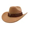 Aliexpress Amazon Novo Chapéu de Lã Estilo Étnico Chapéu Jazz Chapéu de Aba Larga Chapéu de Cowboy Ocidental Yzd057