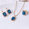 Conjunto de Anel, Colar e Brincos de Strass Coloridos Conjunto para Noiva Presente
