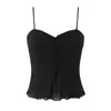 Fabricante mayorista de ropa para mujer transfronteriza 2026 Estilo francés patchwork dobladillo con volantes ceñidor a la cintura top tipo camisola ajustado