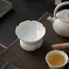 Juego Versátil de Coladores de Té de Cerámica de las Dinastías Tang y Song, Accesorios para Té Kung Fu, Juego Completo Decorativo de Filtro de Residuo de Té de Arcilla de Jade y Porcelana Blanca