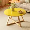 Juego de Mesa de Café Sencillo de Madera Maciza Japonesa Mesa Redonda Pequeña para Apartamento Dormitorio Mesa Auxiliar para Sofá de Sala de Estar Mesa de Té para Balcón