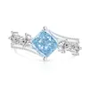 Anillo de Cubo de Azúcar Cortado Flor de Hielo de Piedra Preciosa Colorida Más Vendido en Transmisión en Vivo, Diamante de Alto Carbono Súper Brillante, Chapado en Oro Real, Anillo Versátil de Moda Personalizado