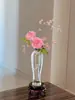 Nuevo Jarrón Transparente de Vidrio Estilo Chino para Arreglos Florales Hidropónicos, Adorno Inspirado en el Zen para Comedor, Jarrón de Guanyin, Jarrón de Jade Cultivado en Agua, Jarrón de Ciruelo