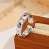 Anillo Abierto Ojo del Diablo Estilo Europeo y Americano, Esmalte Multicolor Incrustado con Diamantes, Joyería de Cobre Ajustable Versátil para Mujeres