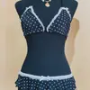 Verano Ins Nuevo Playa Piscina Sexy Hottie Lazo Lunares Diseño Camiseta sin Mangas Conjunto de Falda Traje de Baño Mayoreo