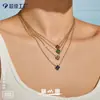 Misterioso Collar y Pendientes de Flor de Cuatro Hojas de Colores Estilo Nuevo Europeo y Americano Dopamina, Acero Inoxidable Chapado en Oro de 18 Quilates, Joyería de Lujo Ligero para Mujer