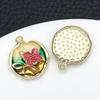 1 Pingente de Tulipa Rosa em Cobre Banhado a Ouro 18K com Gota de Óleo Colorida Pingente Acessórios para Joias DIY