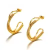 Pendientes de aro de acero inoxidable con explosiones transfronterizas para mujer, pendientes de anillo hidráulico redondo de temperamento de moda, venta al por mayor de fábrica de pendientes