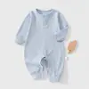 Body para Bebê Classe A Macacão Sem Costura Roupas de Engatinhar Body de Manga Longa com Abertura nos Ombros para Bebê Macacão Listrado de Primavera e Outono para Criança Pequena