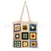 Bolsa de Ombro Tecida Crochê Lã Flores Vazadas Estilo Étnico Vovó Quatro Estações Bolsa Tote