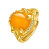 Yihua Estilo Étnico Chapado en Oro de 24K Set Anillo de Jaspe de Hotan Set de Oro Anillo de Jade Verde Anillo Ajustable Innovación