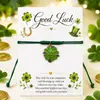 Calle. Pulsera de la Suerte para el Día de San Patricio Trébol de Cuatro Hojas Colgante de Aleación de Buena Suerte Pulsera Ajustable