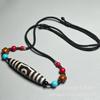 Collar de cuentas de cielo de tres ojos de ágata antigua con hebilla de seguridad de diez ojos, colgante de calcedonia de estilo étnico, venta al por mayor