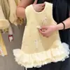 Vestido Infantil com Lã, Novo Estilo Outono e Inverno, Elegante Vestido Formal Infantil, Moda Bebê Vestido Princesa de Lã com Pérolas