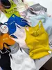 Top sin espalda con tirantes finos y copas acolchadas, Camisola pequeña de bloques de color, Chaleco sin espalda para interior/exterior para mujer, Top versátil adelgazante