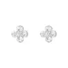 Pendientes de Plata de Ley S925 de Trébol de Cuatro Hojas Simple Francés con Microincrustaciones para Mujer, Pendientes de Circonita Súper Brillantes, Modernos y Versátiles