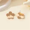 1 Par de Exquisitos Pendientes Pequeños de Flor, Material de Aleación, Superficie Brillante, Adecuados para el Uso Diario y para Ir al Trabajo, Diseño Versátil de Borla, Modelo Nuevo, Venta Caliente