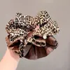 Lazo para el cabello suave y de alta gama, Moño para el cabello estilo perezoso, Estampado de leopardo Nuevo Scrunchie Grande 2026