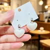 Pinzas para Orejas en Forma de Corazón con Textura Blanca Leche para Mujer, Estilo Coreano Puro y Suave, Sencillas y Versátiles para el Trabajo, Pendientes de Corazón Plateados al por Mayor