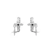 Pendientes Vintage de Cruz Estrella Brillante con Diseño Único, Estilo Minimalista, Brazaletes para Oreja de Estrella de Cuatro Puntas Diamante Negro Modernos