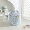 Bolsa de maquiagem de tecido de lã - bolsa portátil de mão com bolsa de armazenamento de grande capacidade de tecido de lã - bolsa de bolso multifuncional