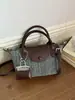 Bolso de Mano Tejido Francés de Nicho con Colores Contrastantes, Bolso de Hombro Patchwork de Moda, Bolso Cruzado de Lujo Ligero para Exportación, Bolso de Mano Sencillo