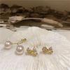Corea del Sur Dongdaemun Borla de Lazo de Alta Gama Perla Pin de Plata 925 Pendientes Elegantes para Mujer Cara Modificada