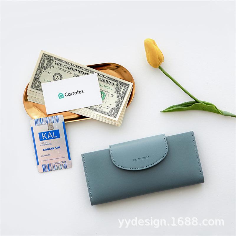 女士一体式长款双折双层PU 皮革钱包