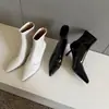 Botas de charol elástico para mujer, botas de corte ajustado, nuevo estilo otoño e invierno, cremallera trasera, color liso, tacón de aguja, punta fina, botines elásticos para mujer