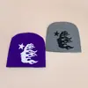 Nuevo Gorro de Punto con Contraste de Color Hip-Hop Estrella Americana para Hombres y Mujeres, Cálido y Personalizado Street Americano Gorro Pullover al por Mayor