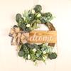 Corona de lino de marca de madera de planta verde de simulación Hongyu, corona de tulipán y eucalipto, venta al por mayor en Amazon
