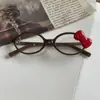 Gafas Ovaladas Estampado de Leopardo Marco de Lazo Deseo Puro Lindo Vintage Gafas Sin Graduación Subcultura Aspecto Natural Sin Maquillaje Sesión de Fotos Decorativa