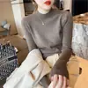 Versão Original Gola Alta Preta Tricô para Mulheres, Camada Interna Elegante Justa ao Corpo, Tricô Versátil para Usar por Baixo, Top Quente
