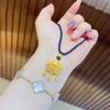 Tienda de oro con carácter de la suerte, cerradura de larga duración, joyería, collar de oro arena, caja de cuentas de campana para mujer, clavícula, colgante de cerradura de oro pequeño