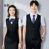 Terno com Colete Cinza Profissional para Mulheres, Roupa de Trabalho para Homens e Mulheres, Traje Formal para Funcionários de Banco e Recepção de Hotel, Moderno e Versátil