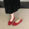 Bailarinas poco profundas tipo slip-on de gamuza estilo francés para mujer, nuevo modelo 2026, punta redonda con moño, zapatos de abuela slip-on