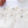 Meias Curtas Brancas Femininas Novo Estilo Etiqueta de Urso Meias Invisíveis Cano Baixo Antiderrapantes Meias Sapatilha Versátil