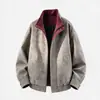 Chaqueta de cuero retro estilo americano para hombre, nuevo diseño tie-dye 2026, corte holgado, cuello alto, chaqueta de moto elegante y genial para hombre, colección de otoño