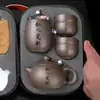Conjunto de Chá Presente Conjunto de Chá Portátil para Viagem Zisha Vidro Copo Rápido Copo de Justiça Uma Panela Seis Copos Separação de Água e Chá Conjunto Completo